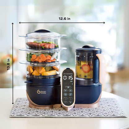 Babymoov Duo Meal Station XL, 6 in 1 Food Processor with Steamer, Multi-Speed Blender, Warmer, Defroster & Sterilizer (Nutritionist Approved), pink