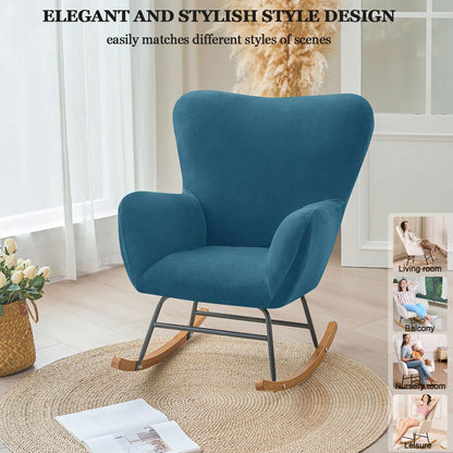 Levoberg Nursery Rocking Chair Cover Velvet Rocker Glider Chairs Cover Slipcovers Stretch Rocking Accent Chair Cover Recliner Armchair Slipcover for Nursery Living Room Bedroom Office Camel