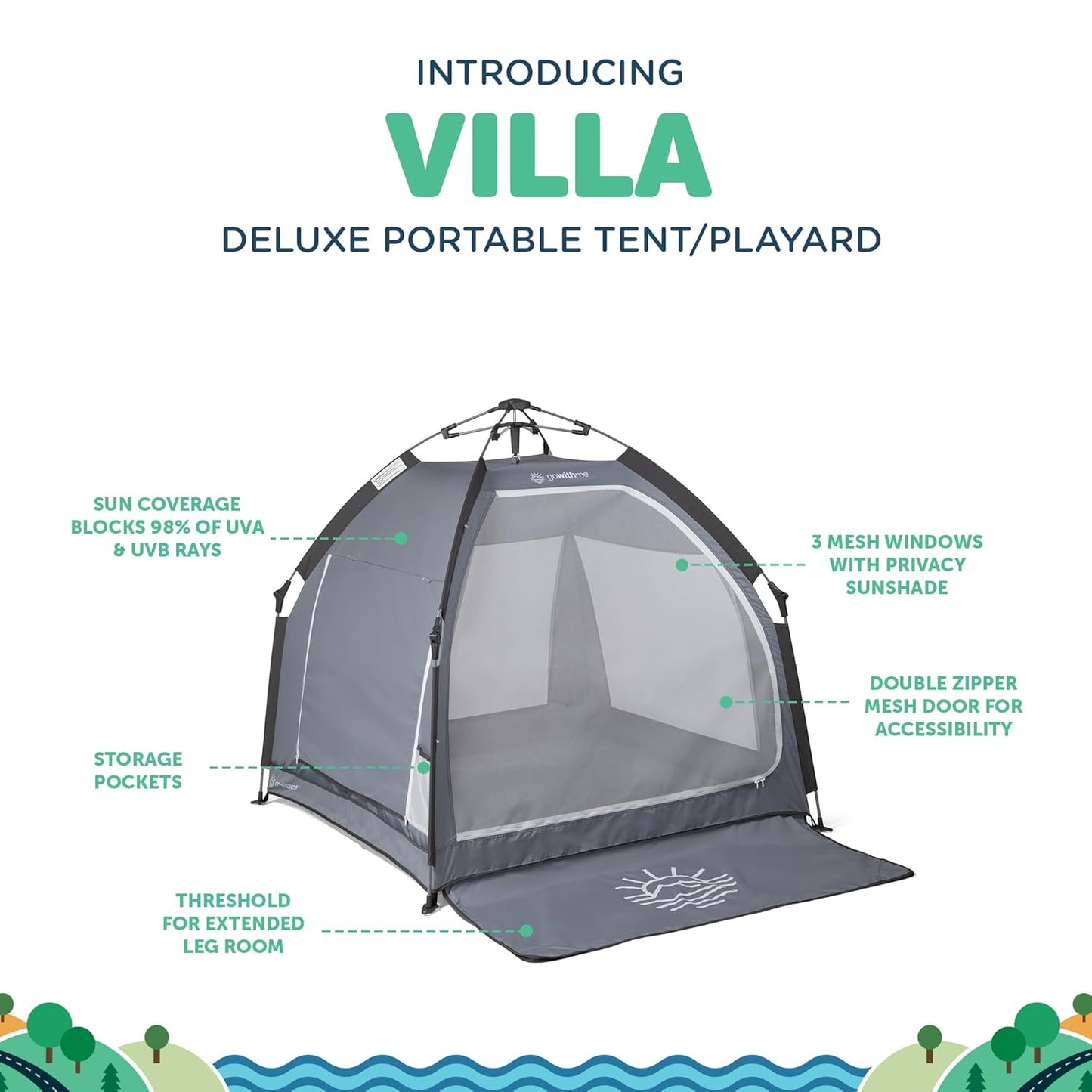 Baby Delight Go with Me Villa Portable Tent and Playard | Kids Tent and Playhouse | Indoor and Outdoor | Green Garden