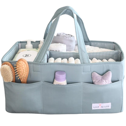 Lily Miles Baby Diaper Caddy Organizer - Large Tote Bag for Newborn essentials Boy or Girl - Baby Shower Basket - Nursery Must Haves - Registry Favorites - Newborn Caddie Car Organizer