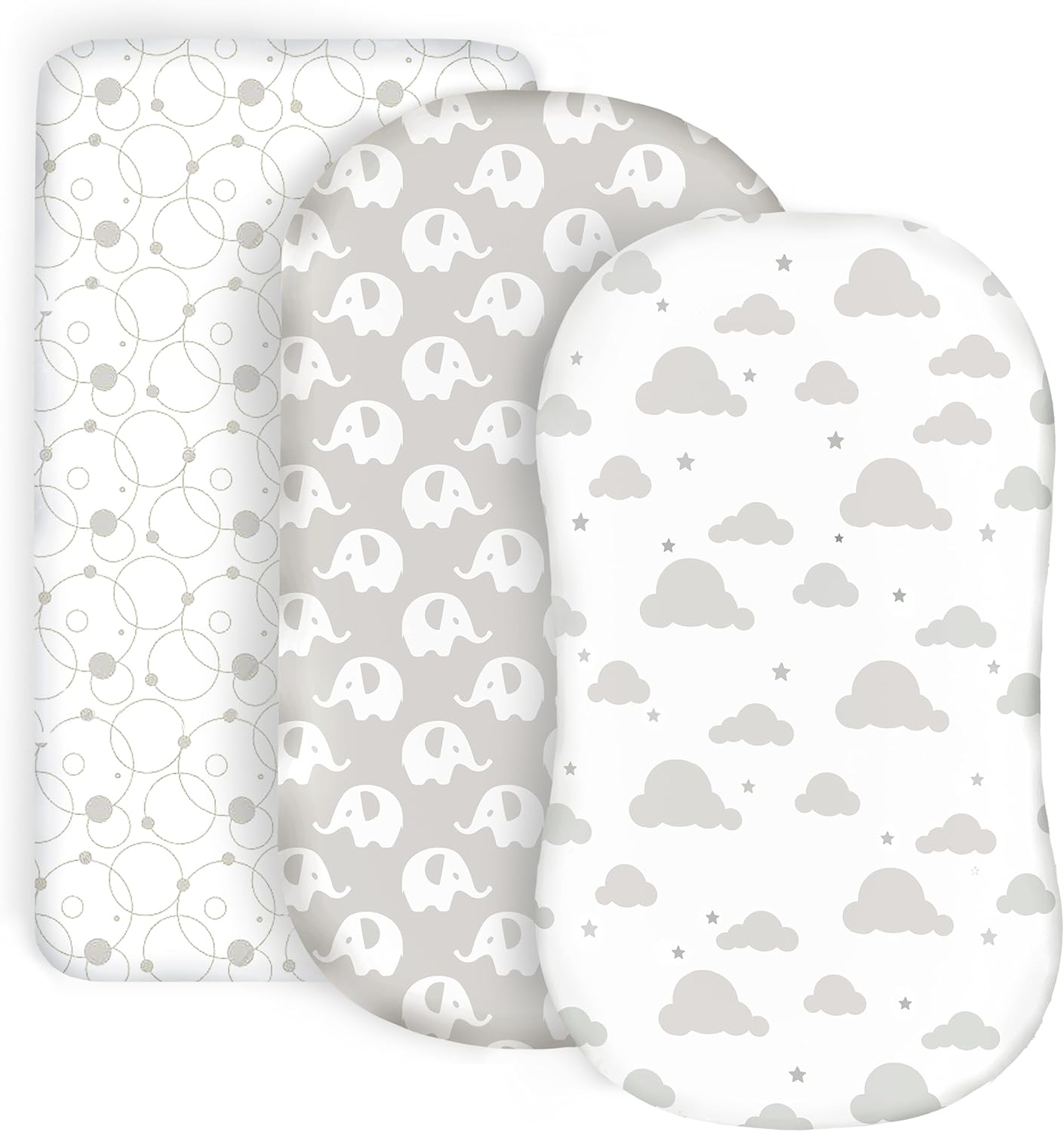 100% Organic Cotton 2 Pk Bedside Sleeper Bassinet Fitted Mattress Sheets Perfectly Compatible with Mika Micky, Baby Delight, Ronbei, Chicco, Cloud Baby, AMKE, Angelbliss, Arm's Reach. Cloud, Stripe