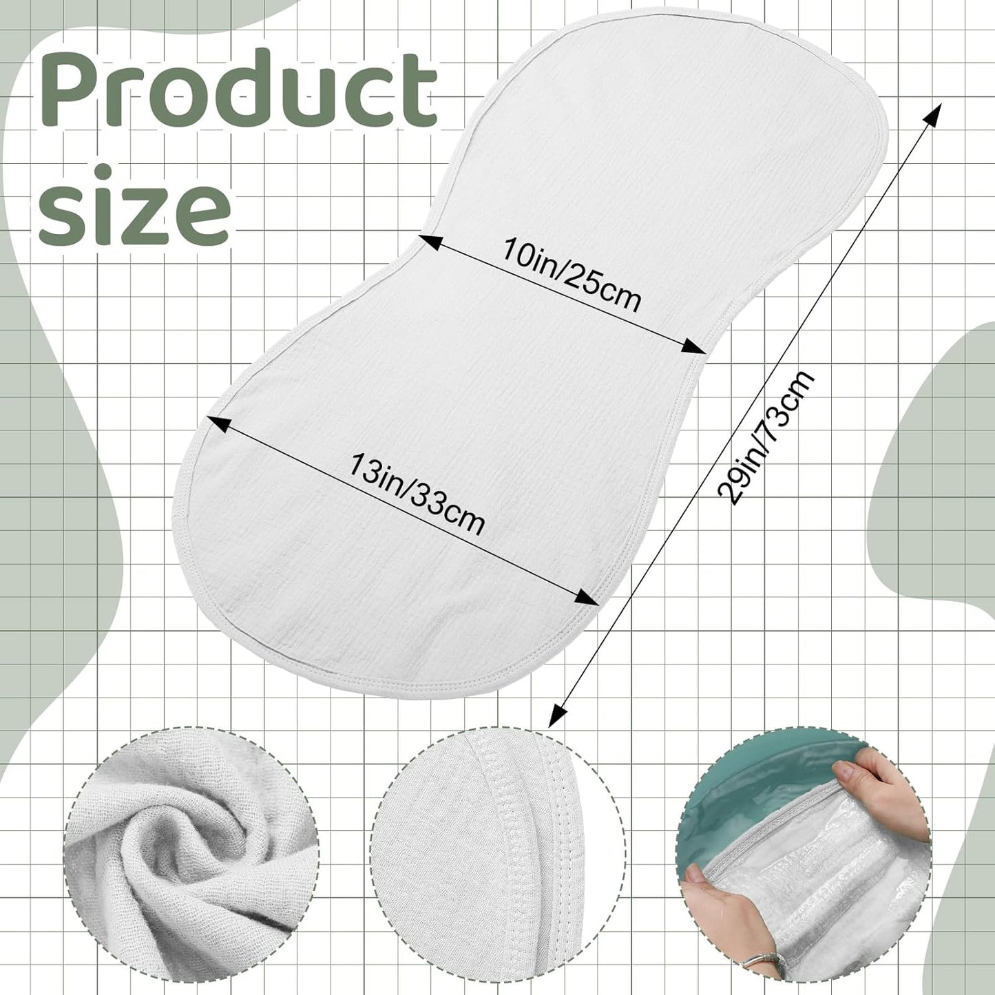 Hahafelt 3 Pcs Changing Pad Liners Fits in Peanut Shape Changing Pad Waterproof Diaper Mats Organic Cotton Peanut Mats are Warm on Baby's Back, Washable Reusable (Starry Style,Multicolor)
