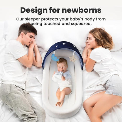 Portable Baby Bassinet- Travel Bassinet for Newborn and Infant, Suitable for Indoor & Outdoor Carry, Lightweight Foldable Washable, Portable Bassinet for Baby Travel, Portable Travel Bassinet, Blue