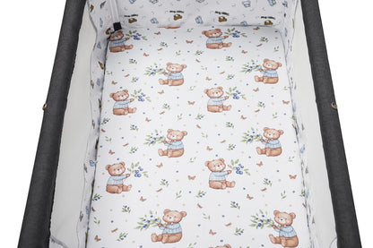 Bassinet Sheet Set 2 Pack Snug Fitted Bedside Sleeper Bassinet Sheets, Stretchy Ultra Soft, Unisex Boy Girl, Light Blue & Dinosaur