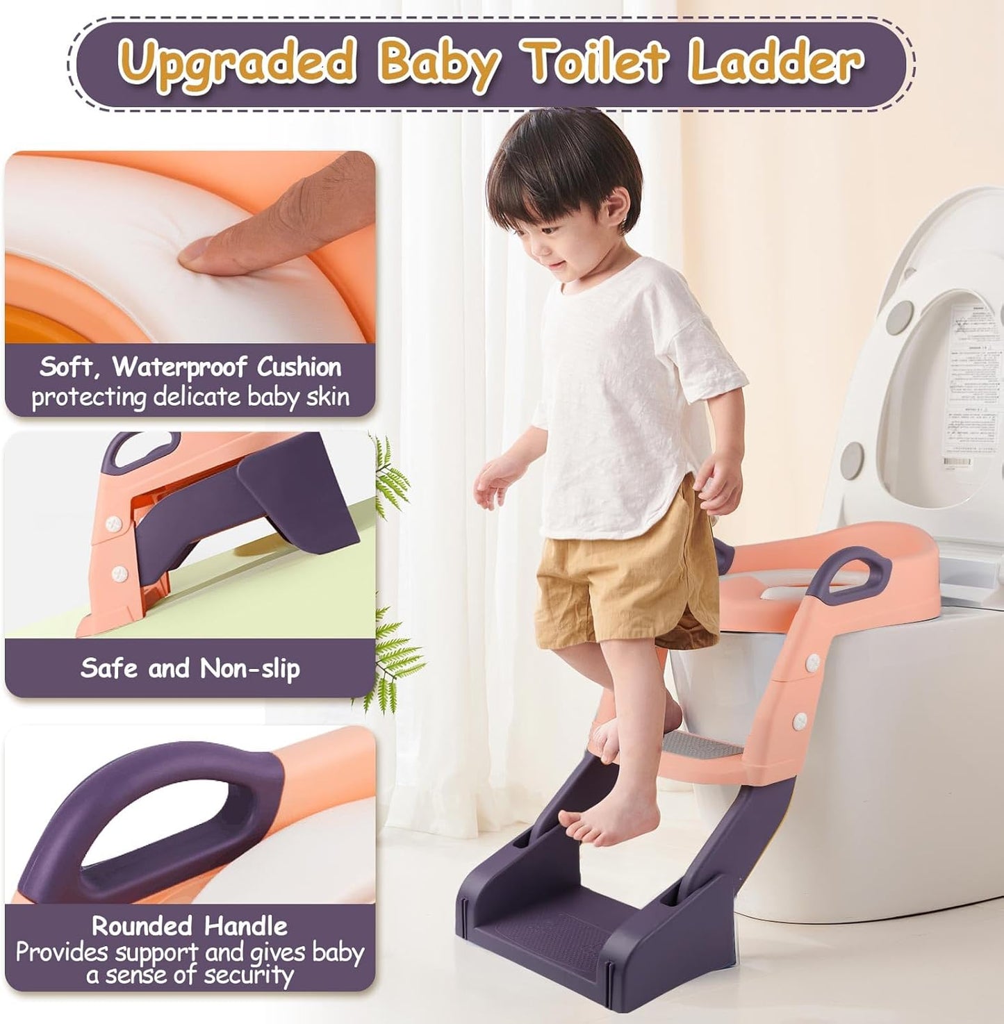 3 in 1 Toddler Potty Training Seat Chair with Ladder and Basin for Boys and Girls, Adjustable Kids Potty Training Seat for Toilet with Anti-Slip Wide Steps and Safety Handles (Green)