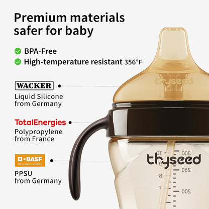 Thyseed Spill-Proof Weighted Straw Sippy Cup, Baby Transition Trainer, Soft Silicone Spout, BPA-Free, 6m+, 10 oz, 1 Pack