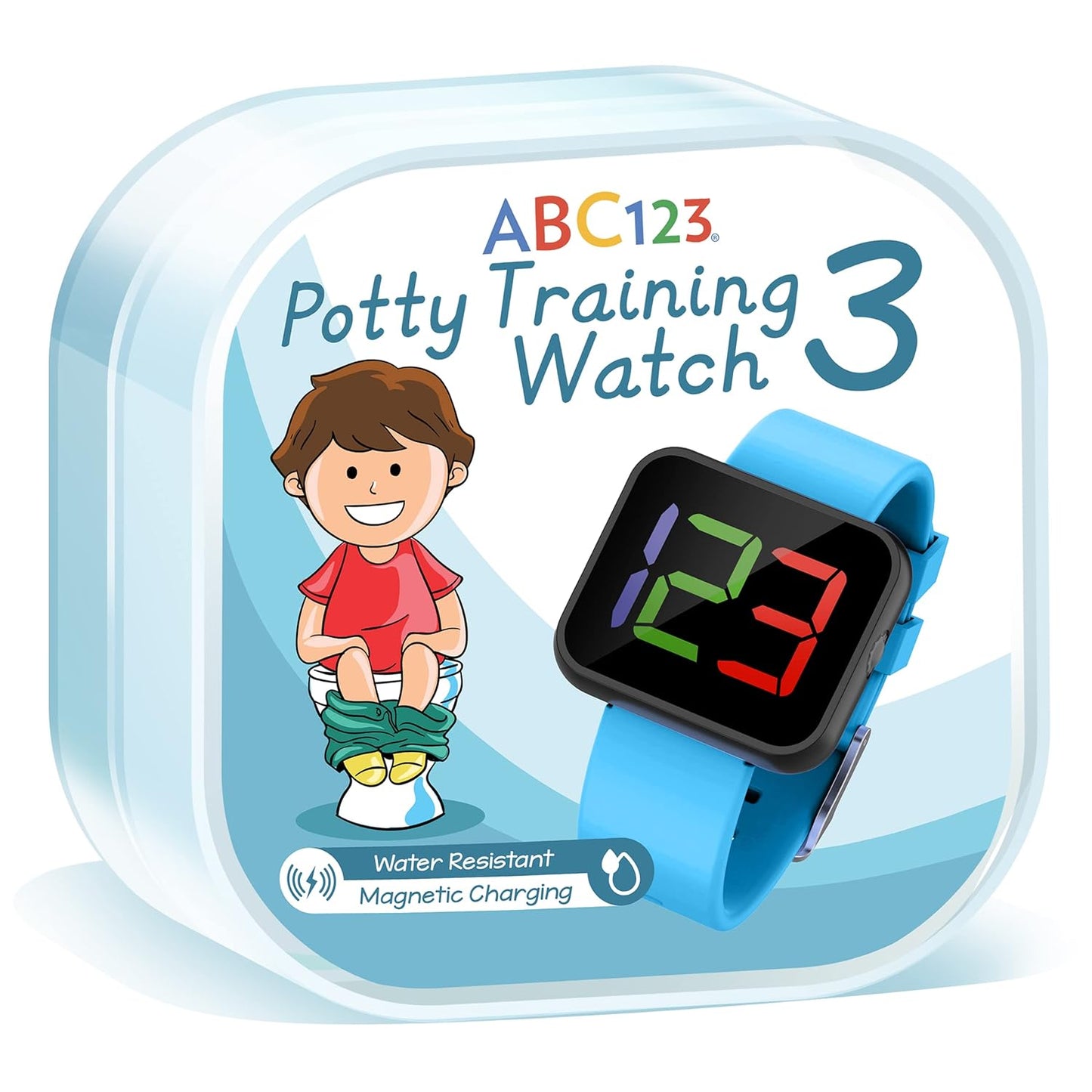 ABC123 Potty Training Watch 3 (2023 Edition) - Baby Reminder Water Resistant Timer for Toilet Training Kids & Toddler with Wireless Charging (Pink)