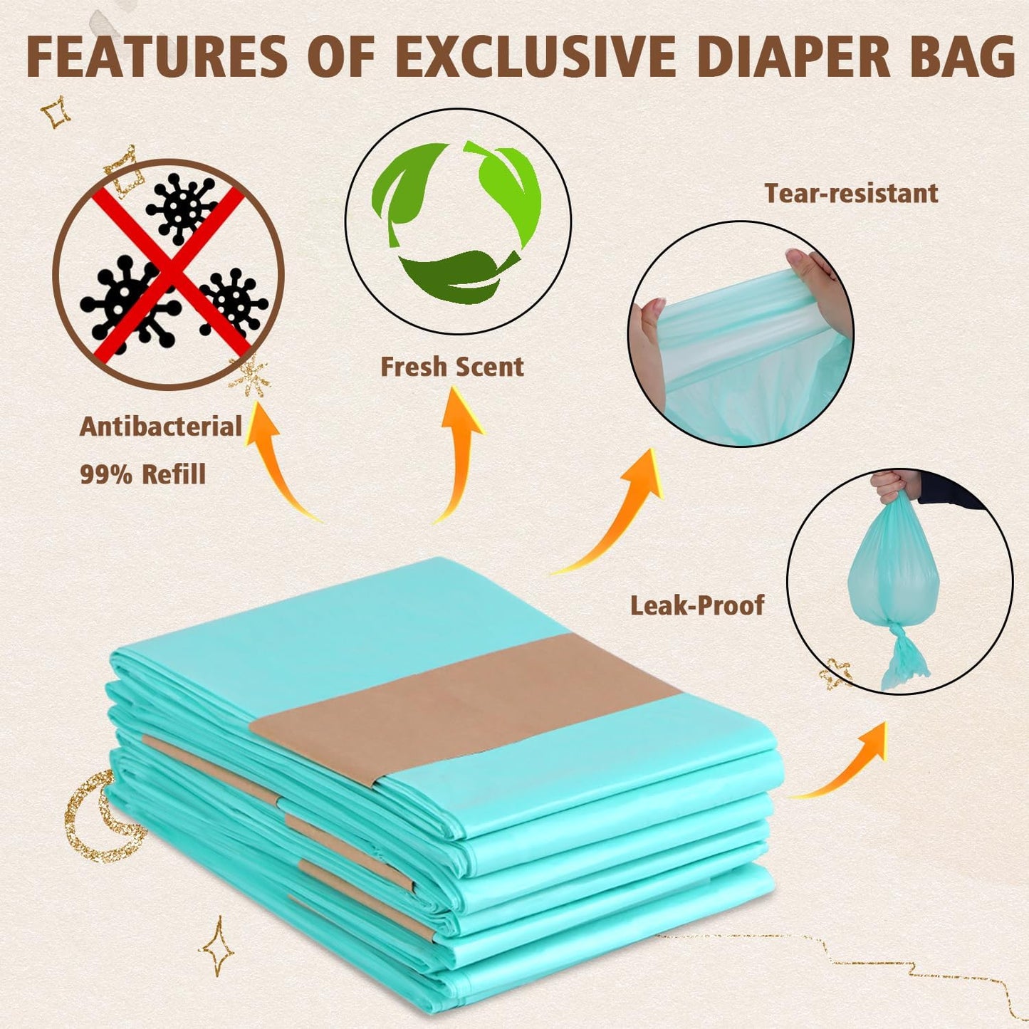 Sloyar Refills Compatible with DEKOR CLASSIC Diaper Pails/3 Pack/Versatile and Functional/Suitable for Seniors and Infants/Baby Powder Fragrance/Holds up to 1650 Diapers