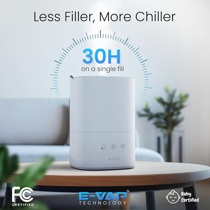 MIKO Ultrasonic Humidifiers for Bedroom Baby - Pre Filter, Wifi App controlled, Auto Mode, No Leak Design, Sleep Mode, Built-in Timer, Humidifier for Babies & Home