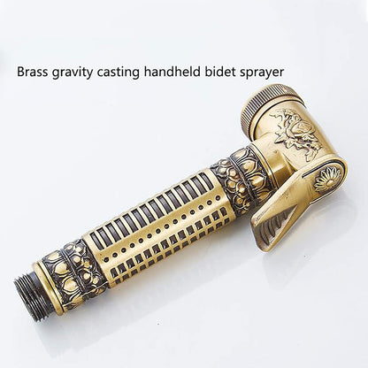 Handheld Bidet Sprayer for Toilet, Antique Bathroom Cloth Diaper Sprayer Set Brass Single Cold Water Bidet Sprayer Kit with Stainless Steel Shower Hose,with Angle Valve(Without Angle Valve)