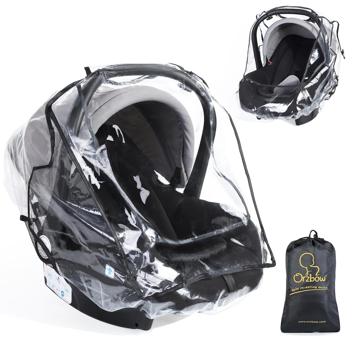 Car Seat Rain Cover, Compatible with Doona Infant Car Seat Stroller, Universal Rain Cover with Window for Waterproof, and Windproof, Breathable Baby Travel Weather Shield Stroller Accessories, Black