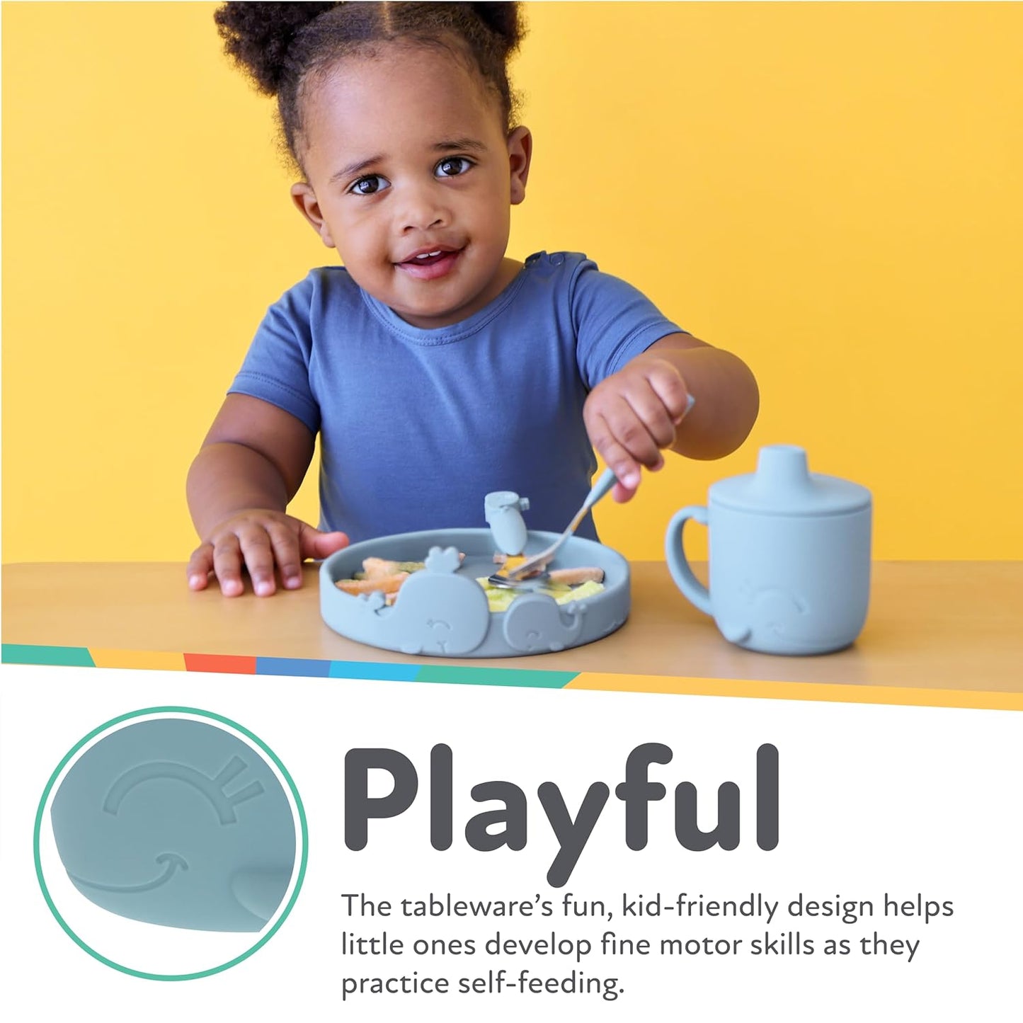 Nuby Animal Friend Silicone Round Bowl - Toddler Bowl - 6+ Months - Pink Whale Bowl