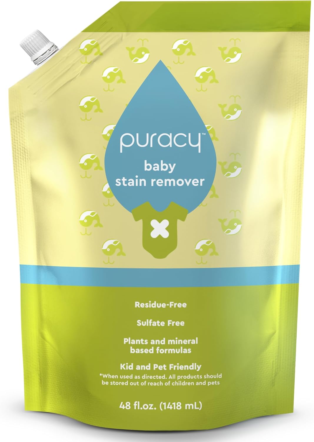 Puracy Stain Remover for Baby Clothes and Cloth Diapers, Newborn Baby Essentials Must Haves, Enzyme-Based Laundry Spray, Natural Spot and Odor Cleaner, 16 Oz