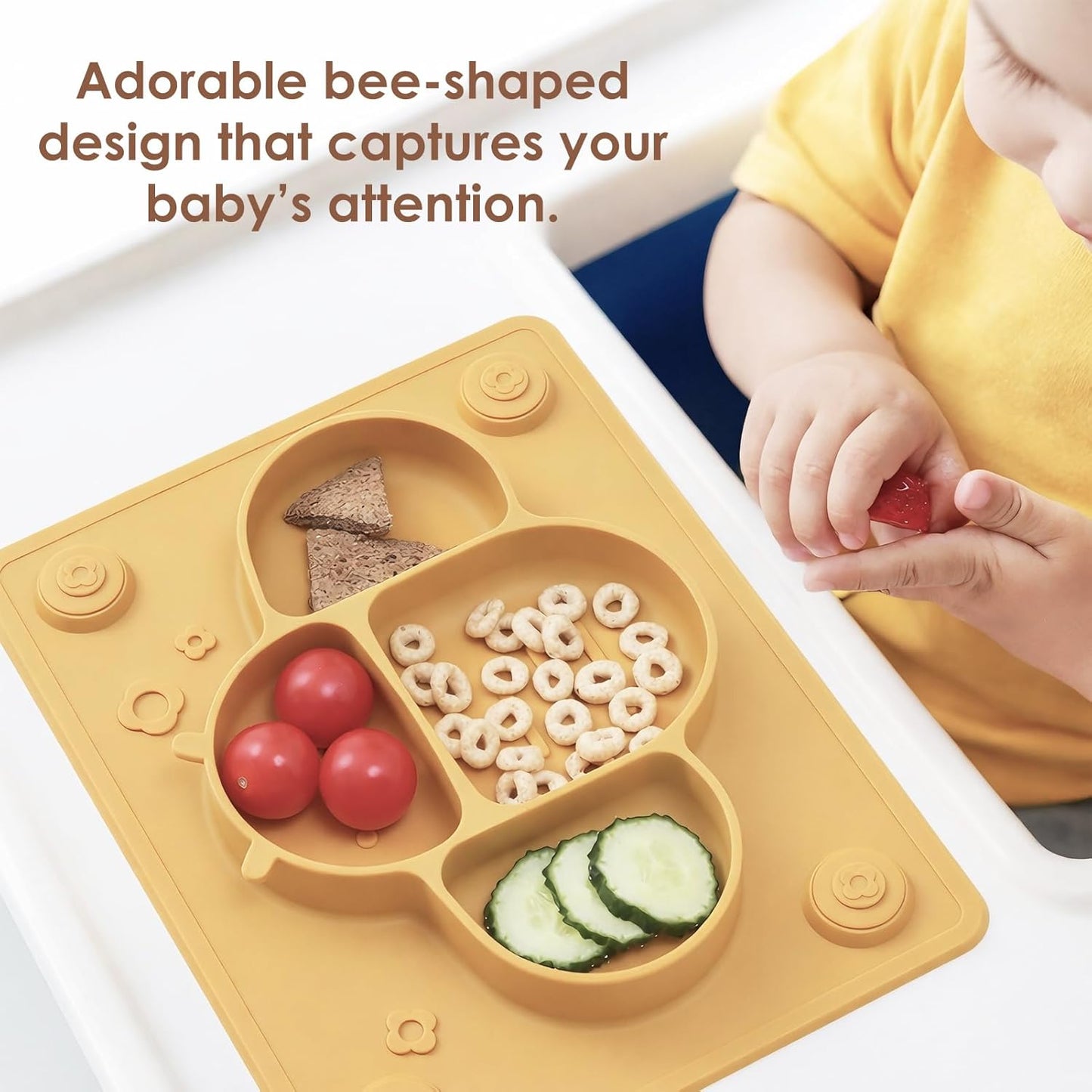 ROCCED Suction Plates for Baby Placemat Spoon Fork Set for Toddlers, Silicone Baby Plates with Suction Baby Dishes for Kids Plates-pale mauve