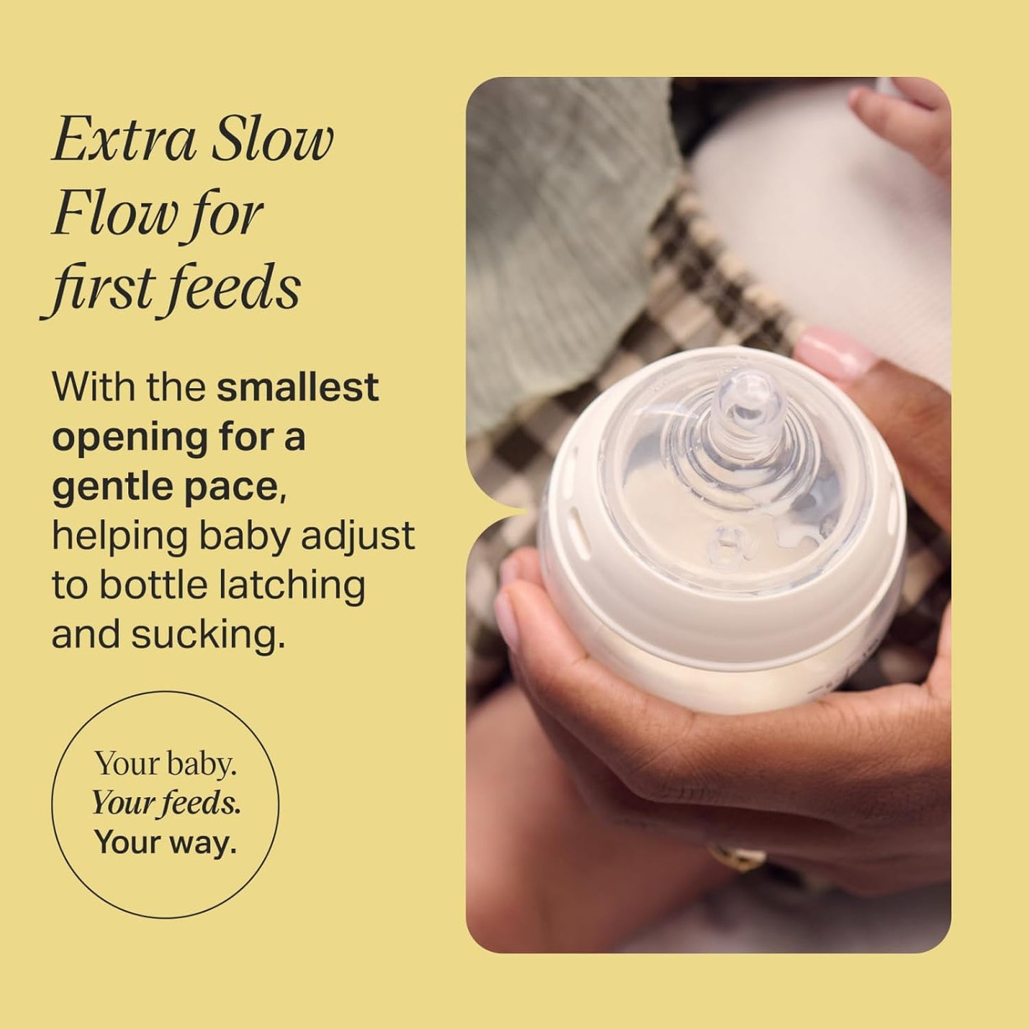 Tommee Tippee Natural Start Baby Bottle Nipples, Breast-Like for A Natural Latch, Anti-Colic Valve, Soft Silicone, Extra Slow Flow, 0+ Months, Pack of 2