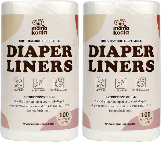 Mama Koala Disposable Natural Diaper Liners for Cloth Diapers, 200 Sheets (2 Pack)