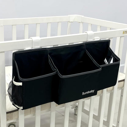 Hanging Baby Diaper Caddy, 3-in-1 Diaper Caddy Organizer Holder For Baby Crib, Nursery Organization Diaper Stacker Storage For Crib, Changing Table-Grey