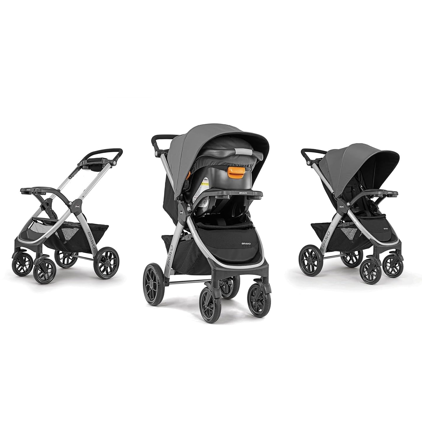 Chicco Bravo LE ClearTex Full-Size Stroller for Babies and Toddlers, UPF-Rated Canopy, GREENGUARD Gold Certified, Lightweight, One-Hand Compact Fold, Pewter/Grey