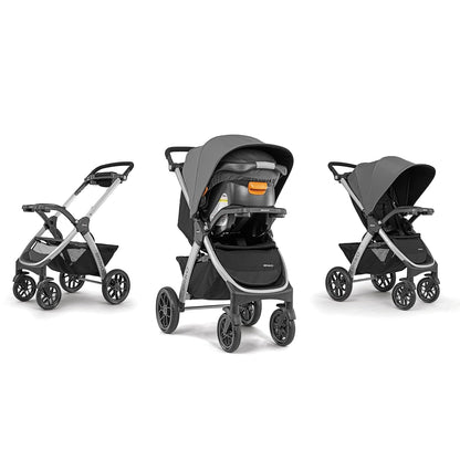 Chicco Bravo LE ClearTex Full-Size Stroller for Babies and Toddlers, UPF-Rated Canopy, GREENGUARD Gold Certified, Lightweight, One-Hand Compact Fold, Pewter/Grey