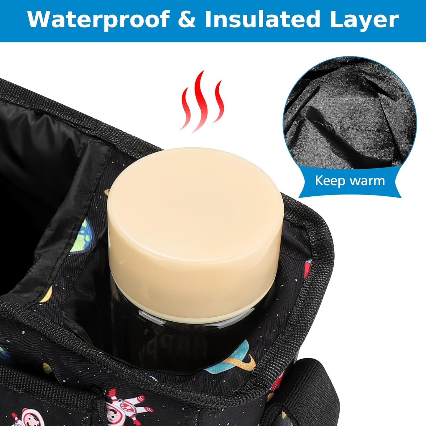 Accmor Universal Stroller Organizer with Insulated Cup Holder and Shoulder Strap, Stroller Caddy Bag Stroller Cup Holder Attachment for Uppababy, Baby Jogger, Britax Strollers, Black