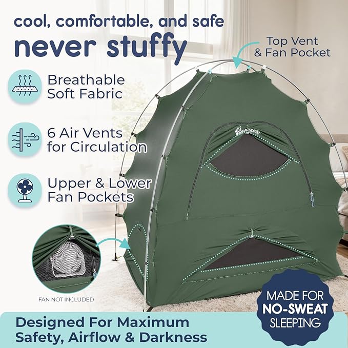 Hiccapop Daydreamer Blackout Tent for Pack and Play, Patented Portable Crib Tent, Blackout Canopy Crib Cover, Sleep Pod for Kids