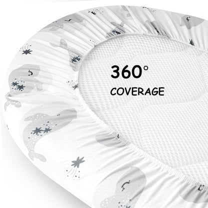 Yoofoss Pack and Play Sheets Fitted, Mini Crib Sheets 2-Pack for Pack N Play Mattress, Stretchy Playard Sheet, Soft and Breathable Green+Giraff