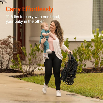MAMAZING Ultra Air Lightweight Baby Travel Stroller with Carbon Fiber Frame, Compact & Airplane-Friendly, One-Handed Fold, 11.6 lbs, Perfect for Toddlers, Grey