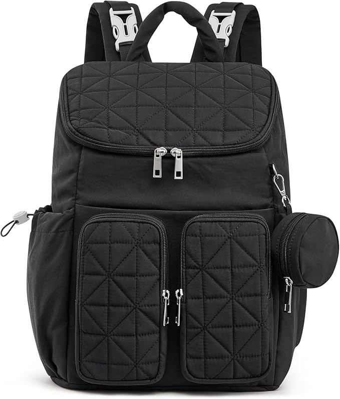 G4Free Diaper Bag Backpack for Moms Dads Travel Baby Bag with Pacifier Case & Insulated Pockets,Black
