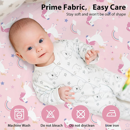 Baby Bedside Bassinet Sheets Girl, 33”x20” Compatible with Baby Delight Dream On Me & Most Rectangle Bedside Sleeper Bassinet Mattress, Super Soft Microfiber Pink Butterfly Flower
