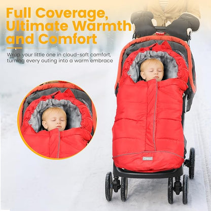 Orzbow Warm Bunting Bag Universal, Stroller Sleeping Bag Cold Weather, Waterproof Toddler Footmuff (Red, Large)