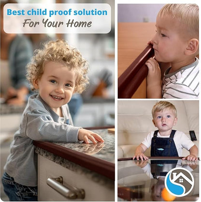 Furniture Edge Guards | 16ft Protective Protective Foam Cushion | Baby Child Proofing Set NonToxic for Table, Fireplace, Countertop | Brown