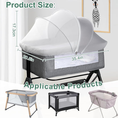 Bassinet Cover for Cats - Blackout Breathable Mosquito Net for Baby Bedside Sleepers & Travel Cribs, 2-Way Zipper Bug Canopy Tent to Block Light & Keep Cats Out (Black-Small)