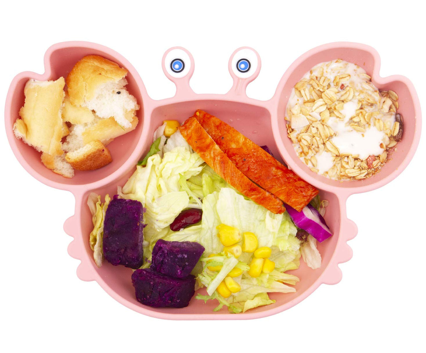 Linowos Silicone Suction Plate for Toddlers - Self Feeding Training Divided Plate Dish and Bowl for Baby and Toddler, Fits for Most Highchairs Trays, BPA Free Microwave Dishwasher Safe