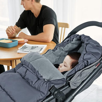 Orzbow Universal Stroller Footmuff, Winter Baby Stroller Bunting Bag, Warm Coral Fleece Stroller Sleeping Bag for Cold Weather, Waterproof & Windproof, Baby Winter Must Have, Grey