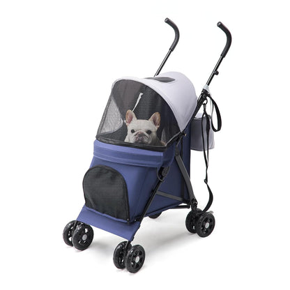 10lbs Ultra-Lightweight Pet Stroller - Compact Folding Umbrella Stroller with Durable Shoulder Strap, 3-Compartment Organizer & Cup Holder - Portable Dog Cat Travel Carriage, Dark Gray