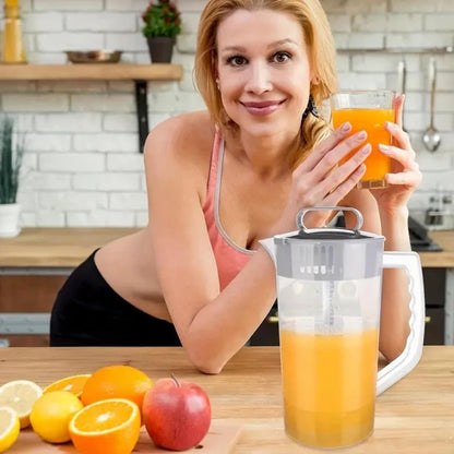 Mixing Pitcher for Drink, Drink Pitcher with Lid and Clean Sponge Brush, Wide Mouth Juice Pitcher with Plastic Blades and Adjustable Mixer Plunger, for Juice Tea Milk Lemonade(2.1qt/67.6oz)