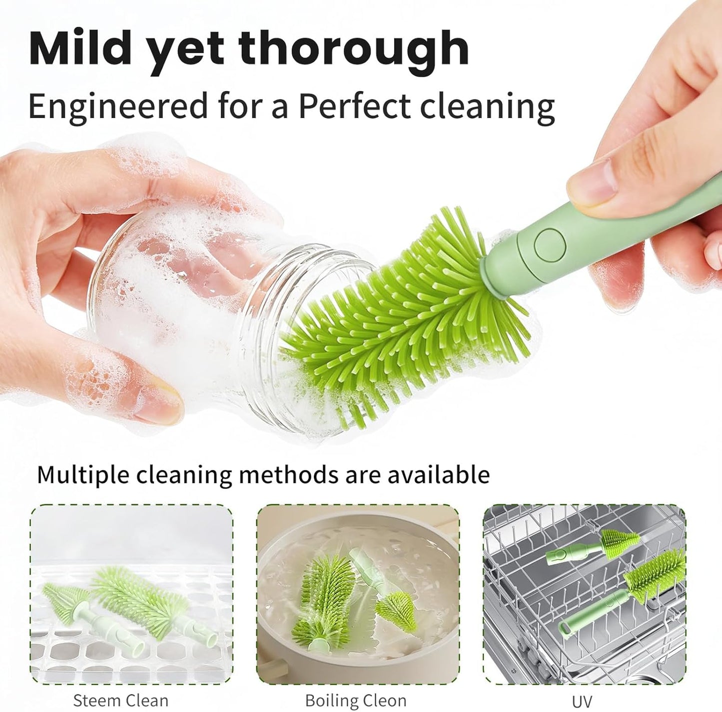 LEQXGO Travel Baby Bottle Cleaner Kit with Storage Case, 7-in-1 Baby Bottle Brush Set with Drying Rack for Breast Pump Parts, Bottle Washing Kit - Baby Travel Essential for Flying & On-the-Go (Blue)