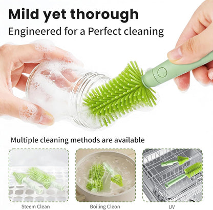 LEQXGO Travel Baby Bottle Cleaner Kit with Storage Case, 7-in-1 Baby Bottle Brush Set with Drying Rack for Breast Pump Parts, Bottle Washing Kit - Baby Travel Essential for Flying & On-the-Go (Blue)