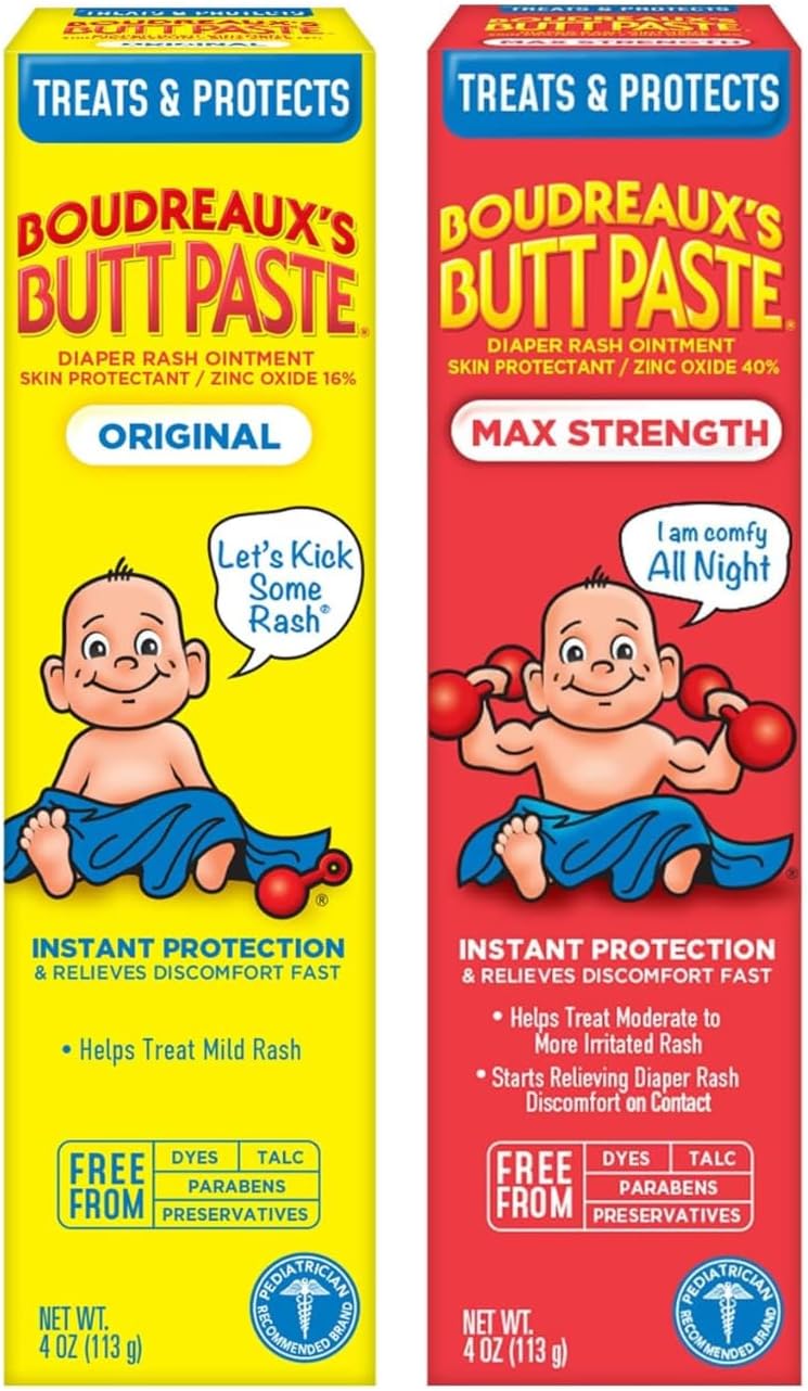 Boudreaux's Butt Paste Original Diaper Rash Cream, Diaper Cream for Baby, Fast Relief from Mild Discomfort, Pediatrician-Recommended Brand, 4 oz Tube