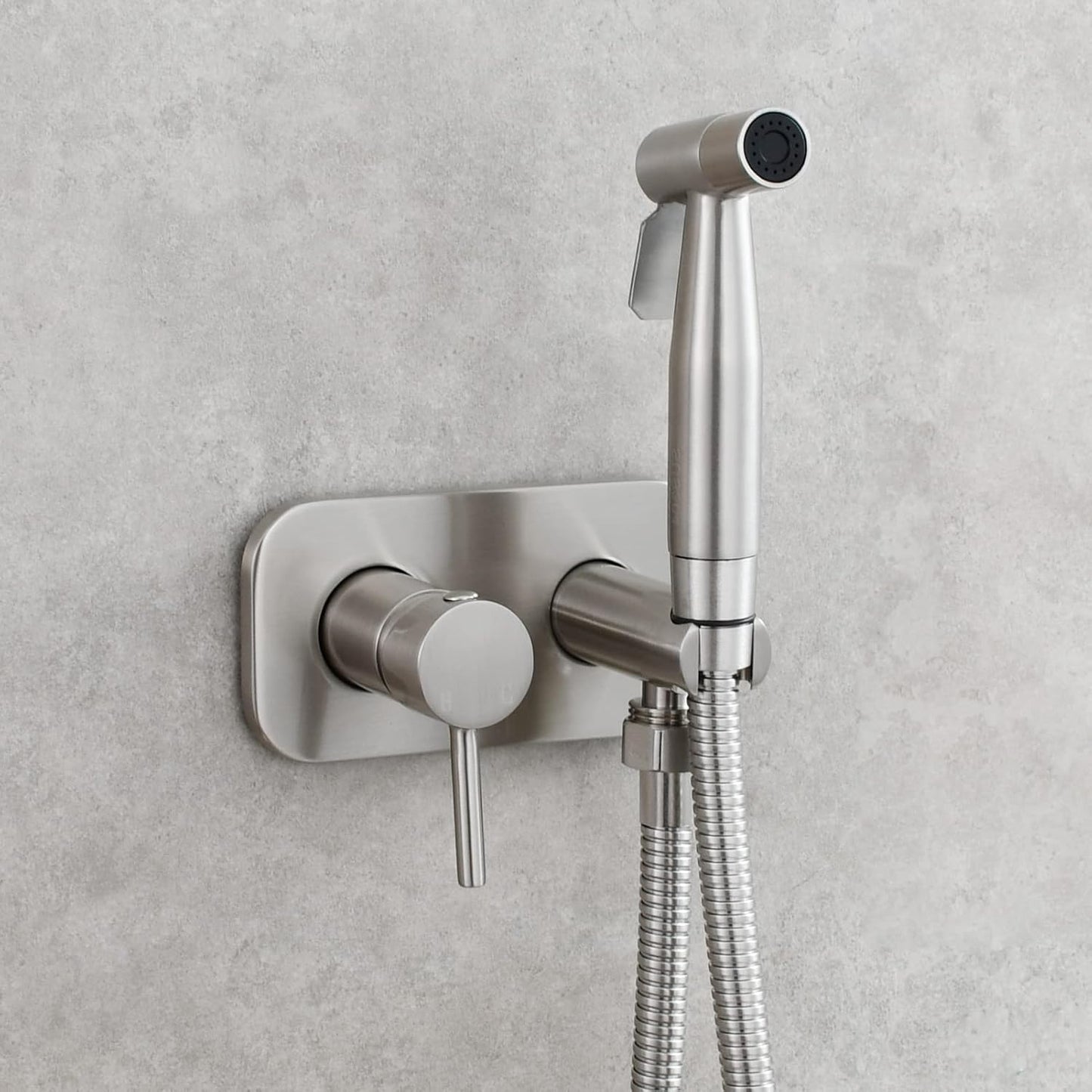 Tecmolog Stainless Steel Bathroom Bidet Sprayer Set Concealed Bidet Sprayer for Toilet Hot and Cold Handheld Cloth Diaper Sprayer Kit