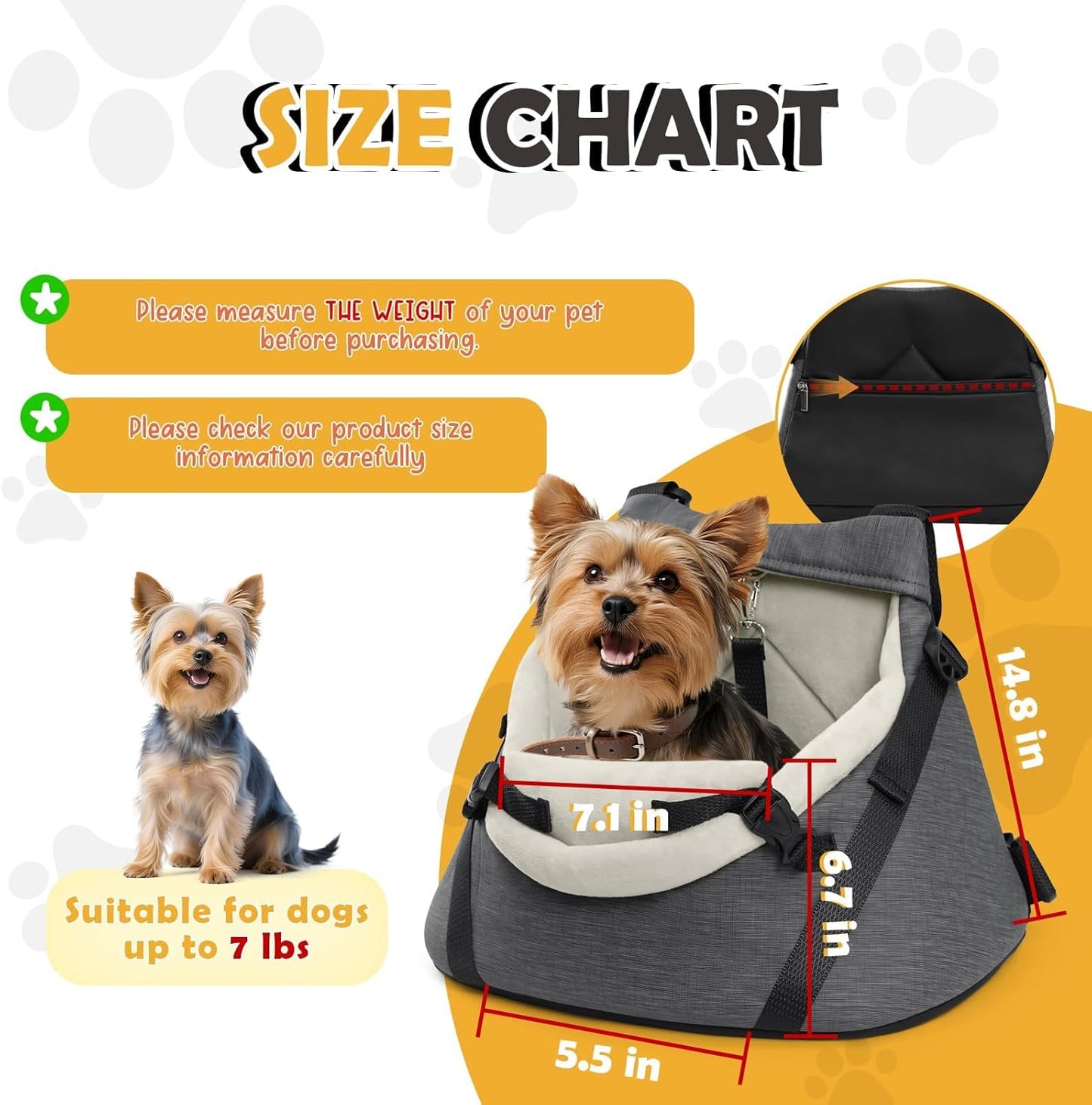 WOYYHO Luxury Dog Booster Car Seat Up to 7 lbs, PU Leather Pet Car Seat with Safety Belt & Soft Flannel Liner for Teacup Yorkie, Chihuahua, Maltese, Pomeranian, Toy Poodle, Small Cats, Bunny, Puppies