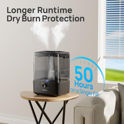 CHIVALZ Humidifiers for Bedroom Large Room, 6L Cool Mist Top Fill Humidifier with Essential Oil Diffuser, 26dB Quiet Ultrasonic Humidifier for Baby Nursery Plants, 50H Runtime Night Light 1 Pack White
