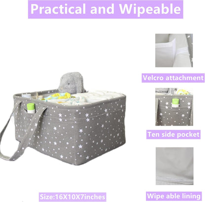 Pink Diaper Caddy Organizer for Baby Girl-Large Portable Diaper Caddy Basket for Changing Table-Diaper Organizer Caddy-Car Travel Tote Bag-Newborn Registry Baby Shower Basket for Diapers & Wipes