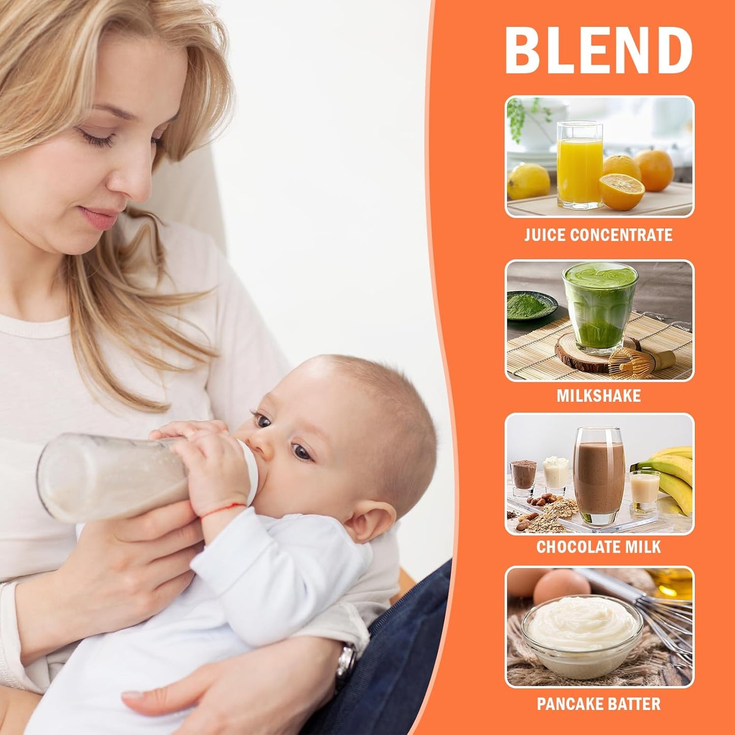 Breast milk pitcher, 64oz/ 2000ml Mixing pitcher with lid, Mixing baby formula,coffee, milk and juice with Angled Plastic Blades and Adjustbale mixer plunger (one pack)