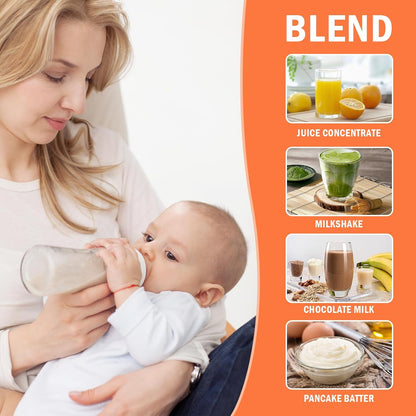 Breast milk pitcher, 64oz/ 2000ml Mixing pitcher with lid, Mixing baby formula,coffee, milk and juice with Angled Plastic Blades and Adjustbale mixer plunger (one pack)