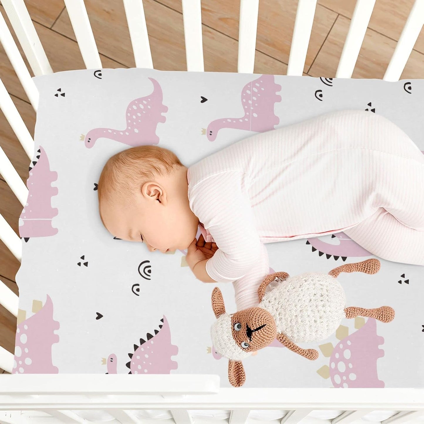 Fall Cute Mushroom Leaves Fitted Crib Sheets Stretchy Portable Playard Sheets for Baby Toddler, Breathable Soft Mini Crib Mattress 52 x 28 in for Boys and Girls