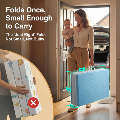 Bi-Fold Pack and Play Mattress, 3 Inch Thick Soft & Firm Memory Foam Breathable Portable Pack n Play Mattresses, Baby Playpen Mattresses with Removable Washable Cover 38x26x3 Inch - Gary