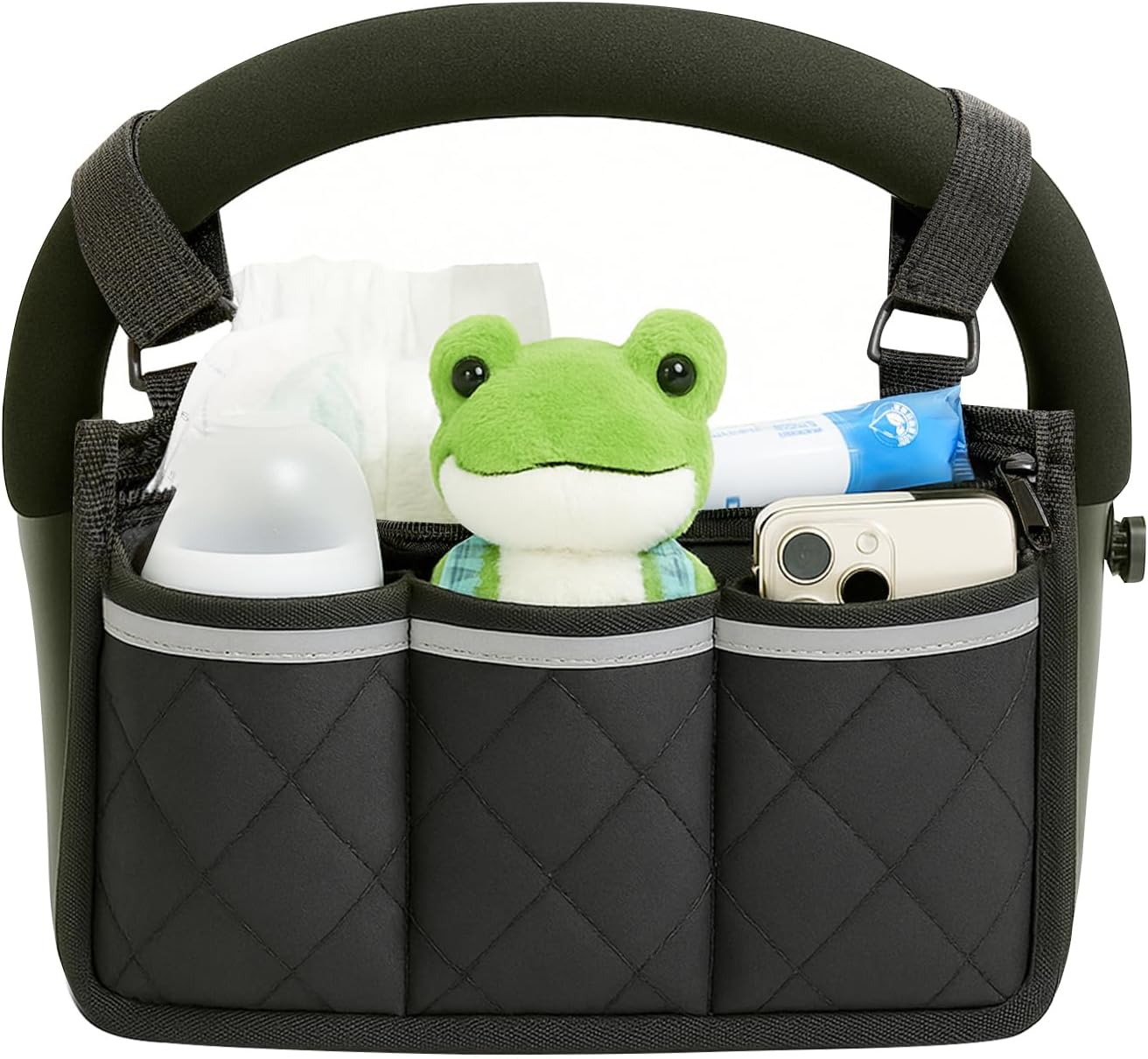 Stroller Caddy Stroller Organizer With Cup Holder, Non Slip Straps Stroller Bag for Phone, Pet Stroller Accessories,Universal Stroller Organizer,Fits Single & Double Strollers