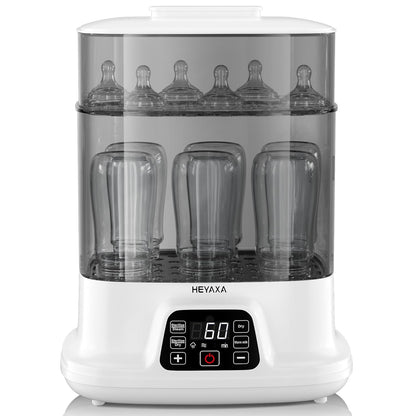 HEYAXA Baby Bottle Steri-lizer and Dryer, 10 Bottles Large Capacity, 4 in 1 Electric Steamer and Dryer for All Bottles, Parts & Baby Essentials, Touch Screen and Auto-Off