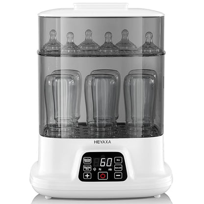 HEYAXA Baby Bottle Steri-lizer and Dryer, 10 Bottles Large Capacity, 4 in 1 Electric Steamer and Dryer for All Bottles, Parts & Baby Essentials, Touch Screen and Auto-Off